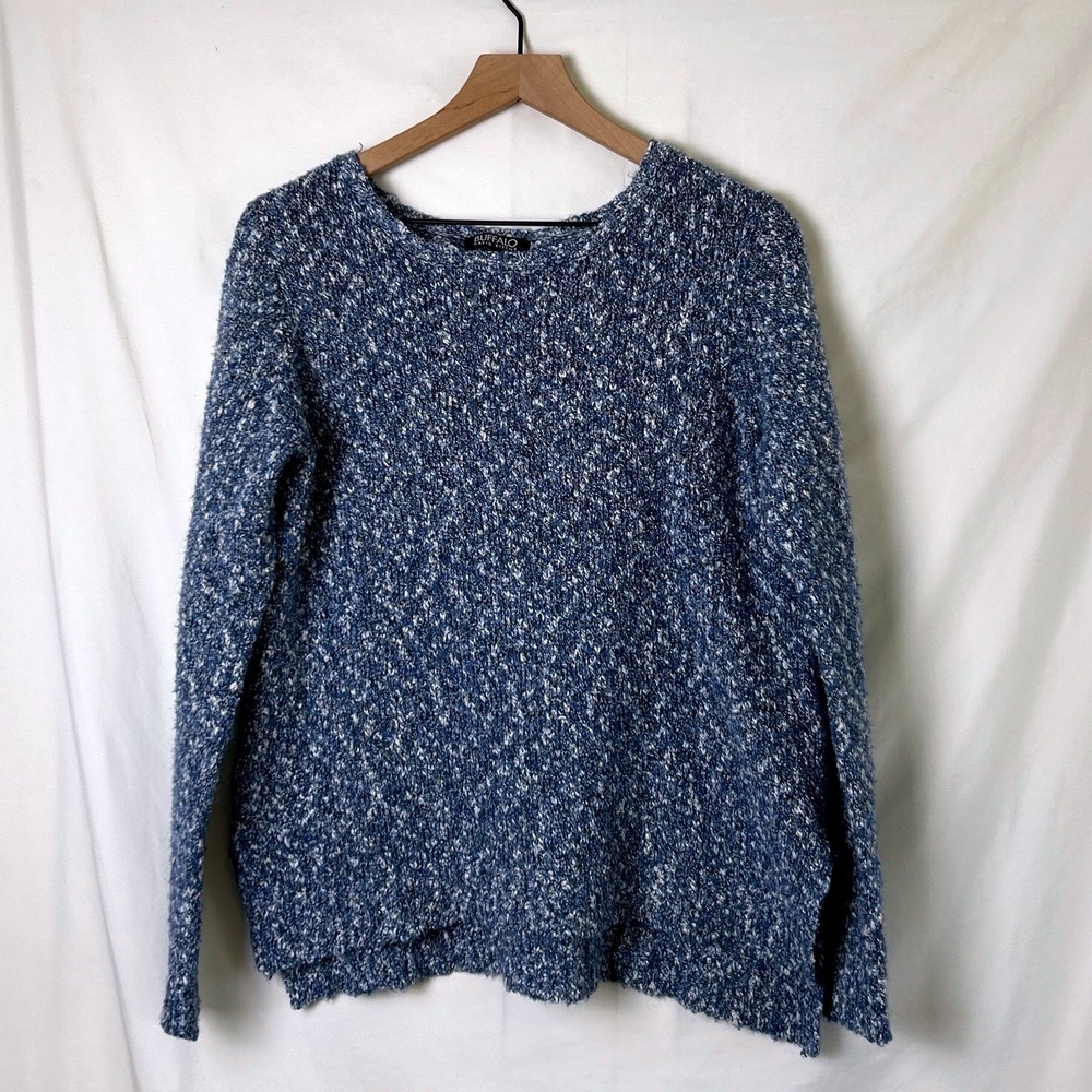 Buffalo David Bitton Womens Wool Blend Sweater Blue Size S Marled Knit Cozy